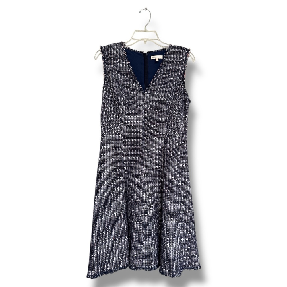 Rebecca Taylor Blue/Pink Sleeveless Tweed Fit & Flare Dress Size 8 - Picture 4 of 14